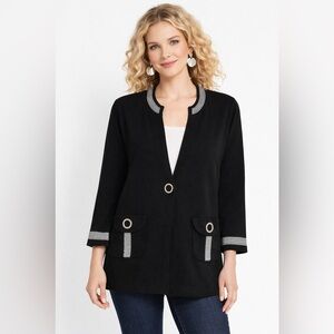 NWT Jones New York Black Knit Cardigan Sweater Sz S Women's